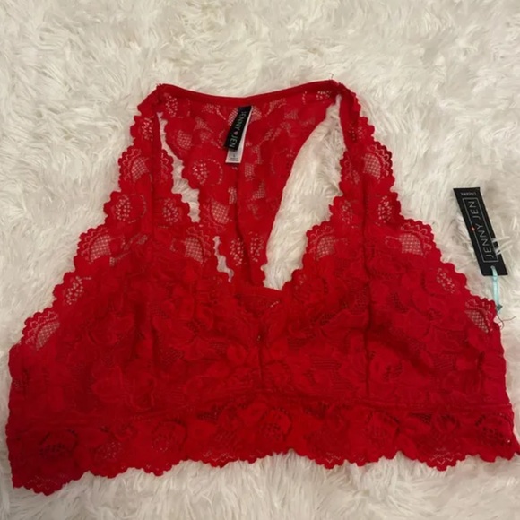Jenny Jen Other - Jenny Jen Lace Bralette - True Red - Size L - NWT